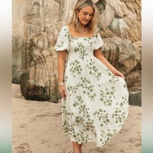 Abercrombie Flowy Linen-Blend Midi Dress